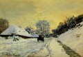 Ein Wagen auf der schneebedeckte Straße mit SaintSimeon Farm Claude Monet